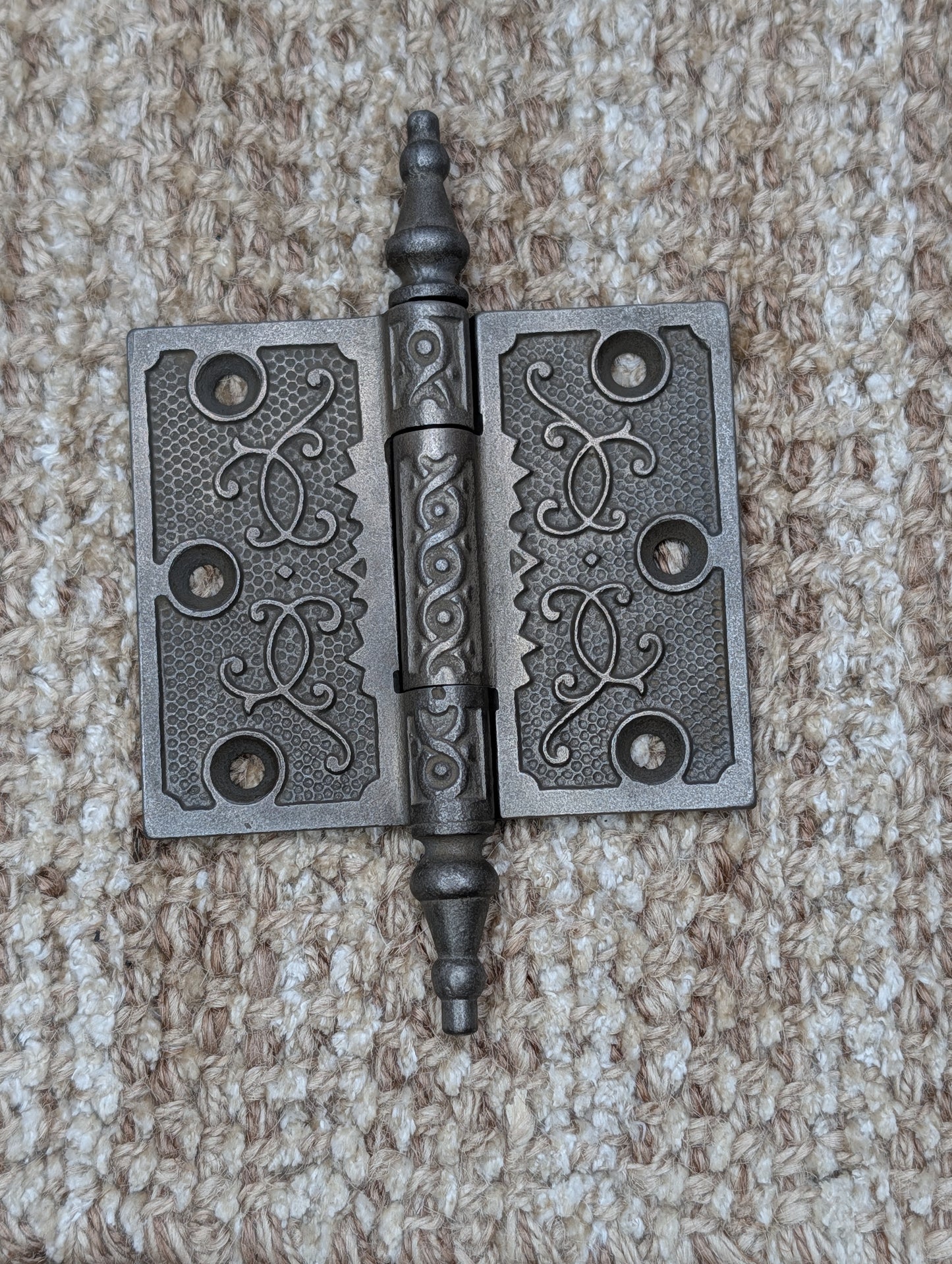 3 1/2" x 3" Antique Decorative Cast Iron Steeple Tip Hinge