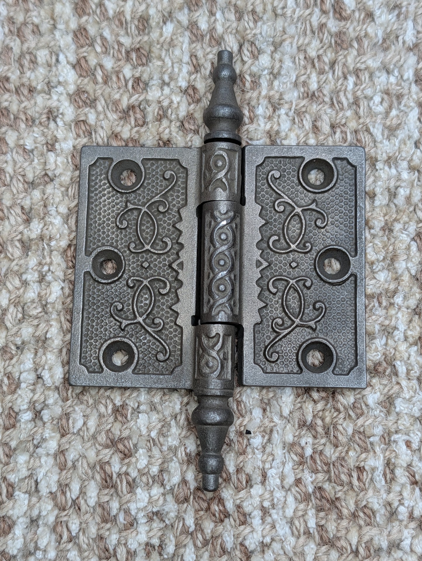 3 1/2" x 3" Antique Decorative Cast Iron Steeple Tip Hinge