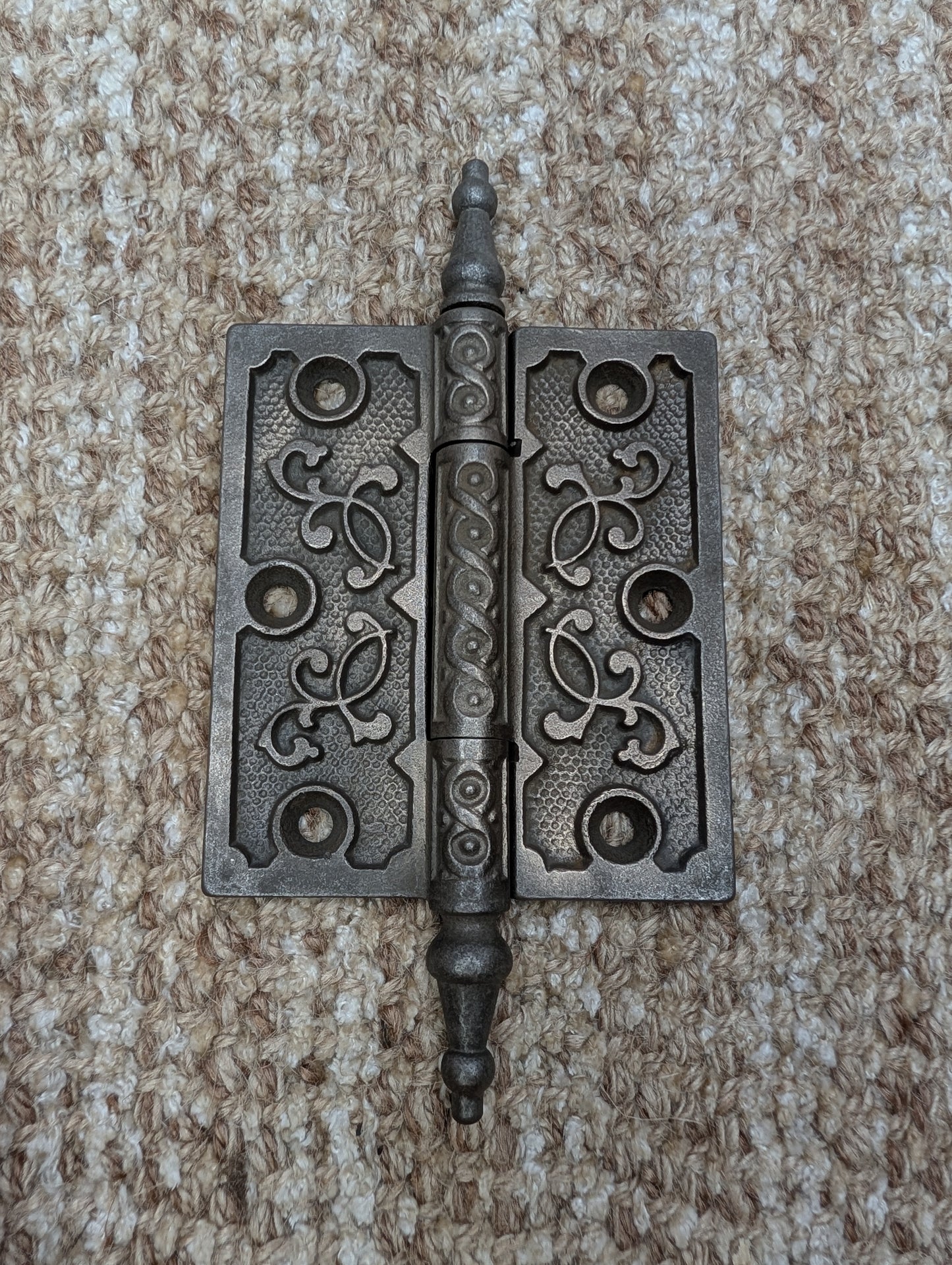 3 1/2" x 4" Antique Decorative Cast Iron Steeple Tip Hinge