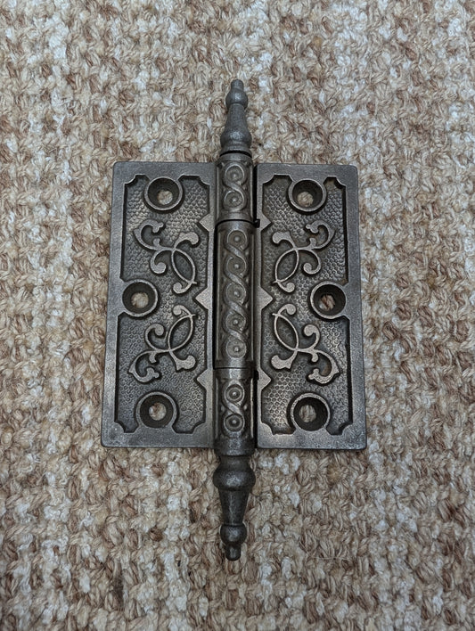 3 1/2" x 4" Antique Decorative Cast Iron Steeple Tip Hinge