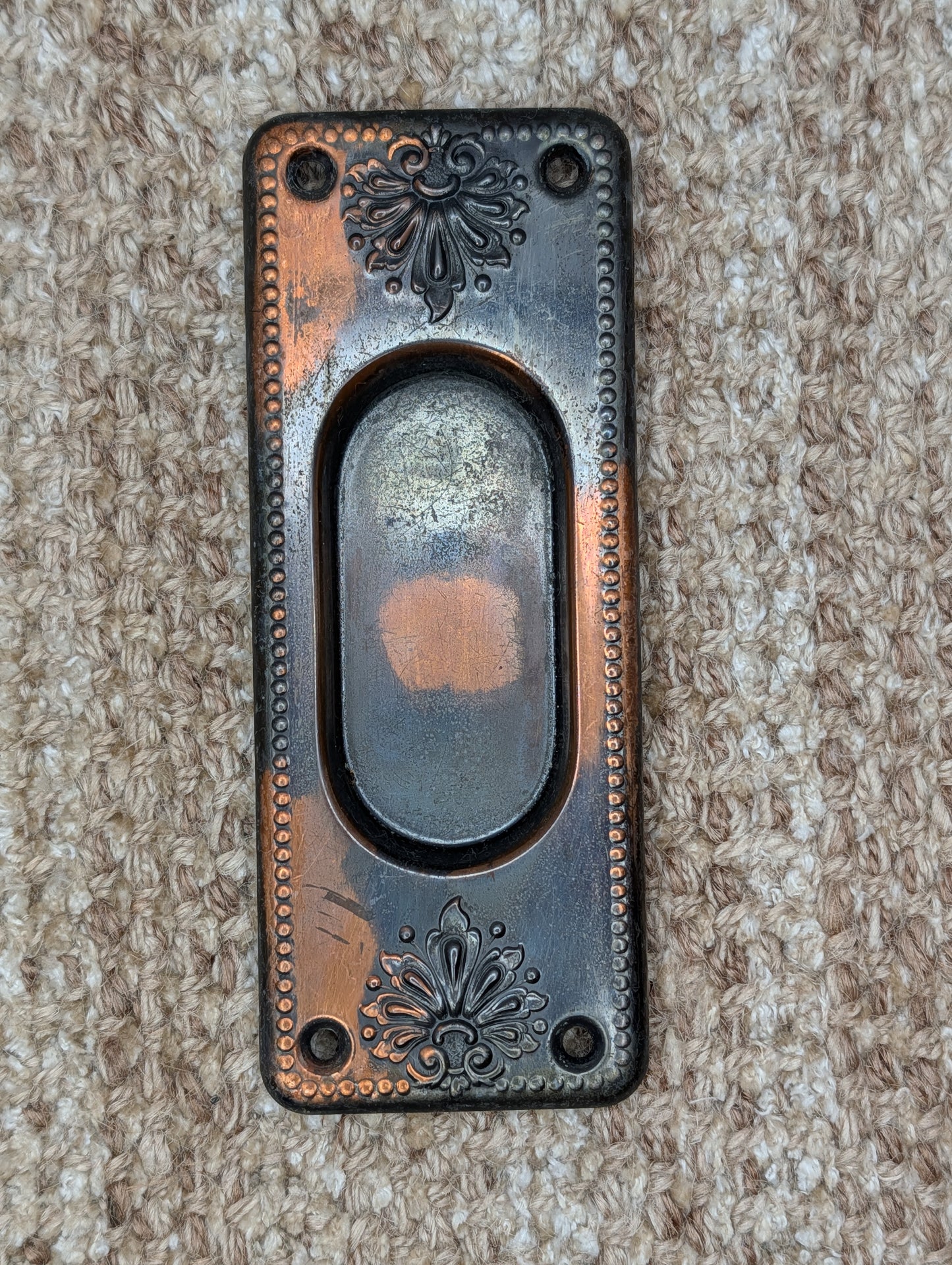Single Antique Brass Pocket Door Hardware Pull