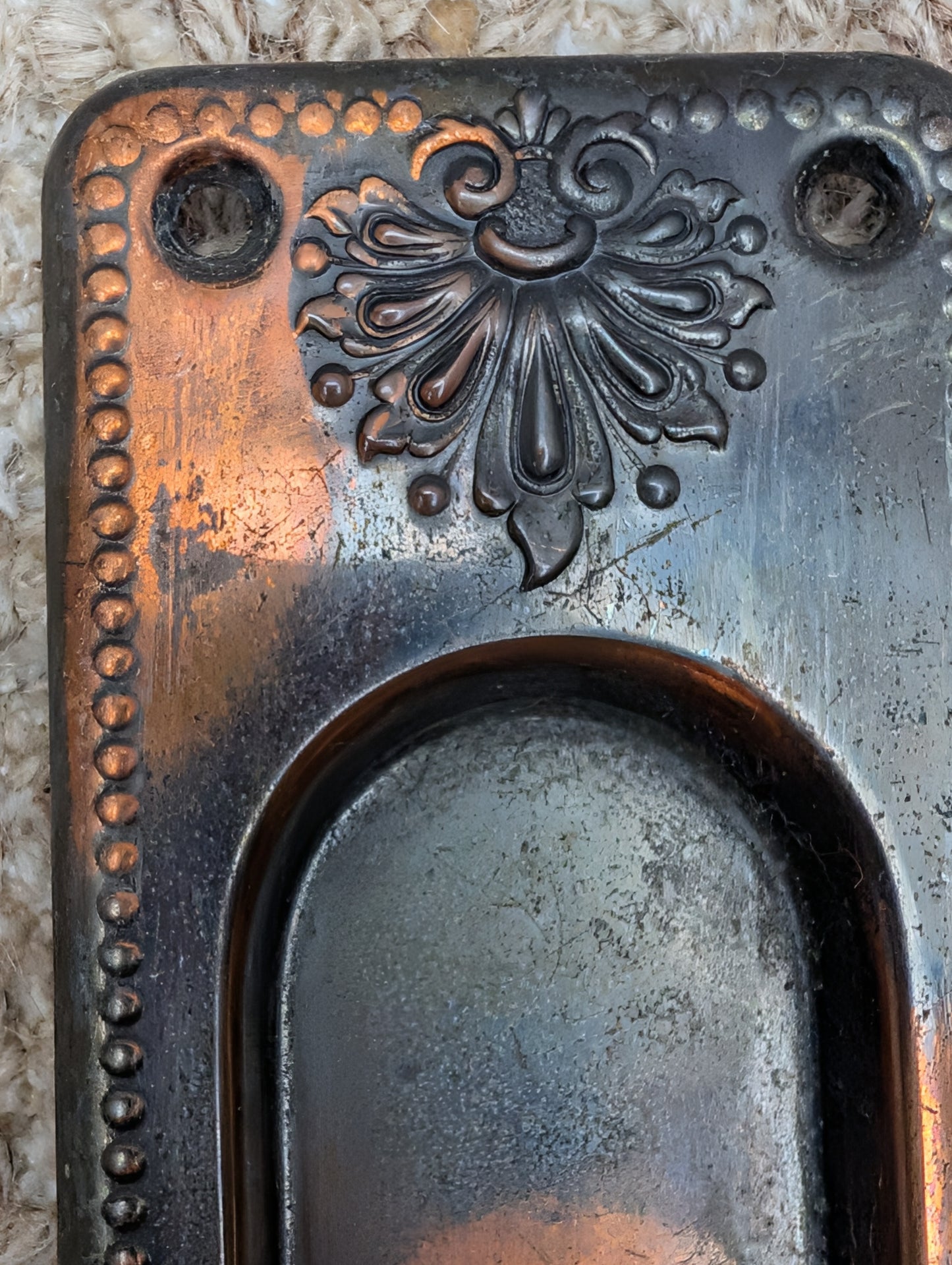 Single Antique Brass Pocket Door Hardware Pull
