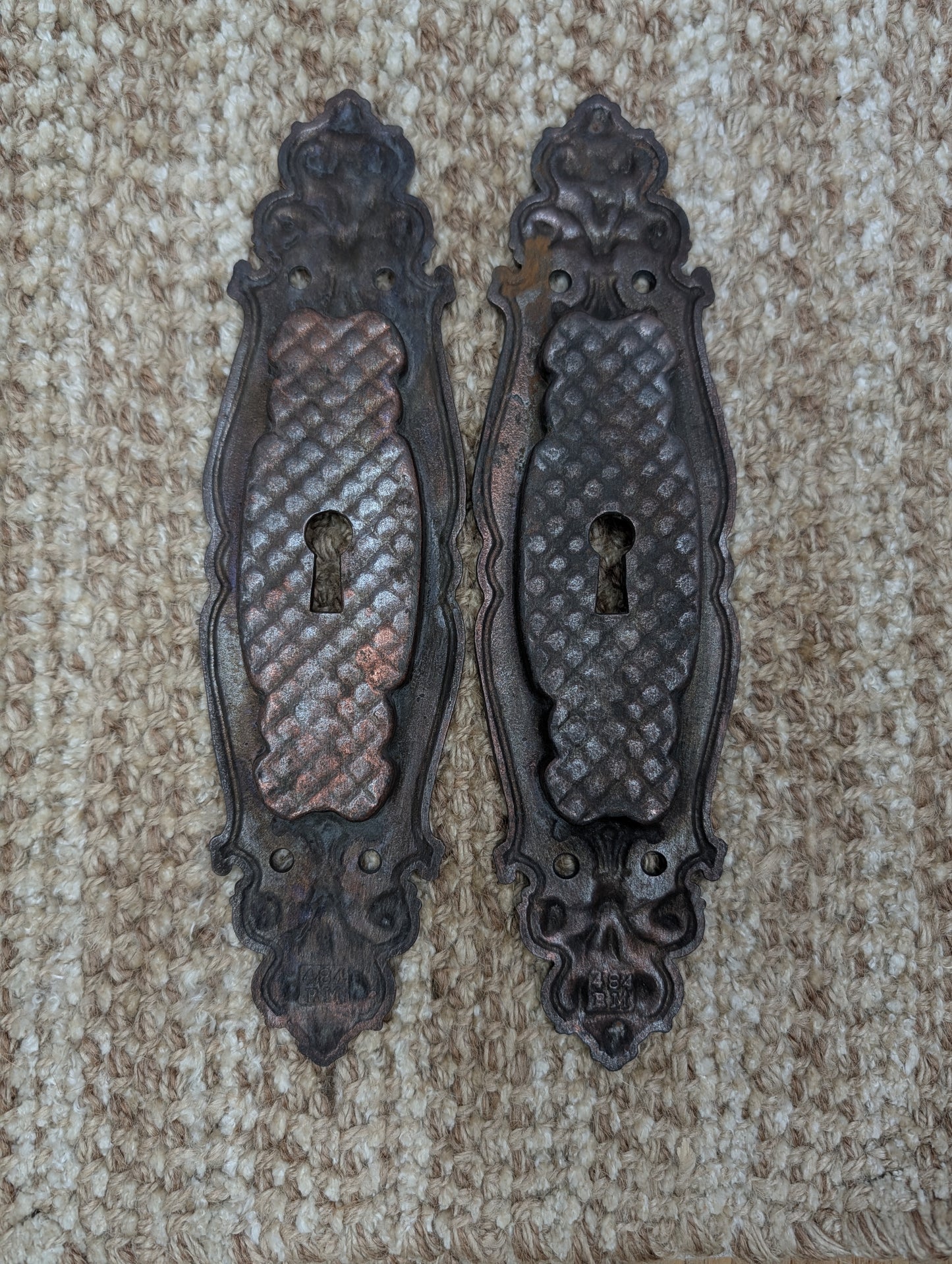 Pair of Antique Cast Iron Pocket Door Hardware Pull-484 RM