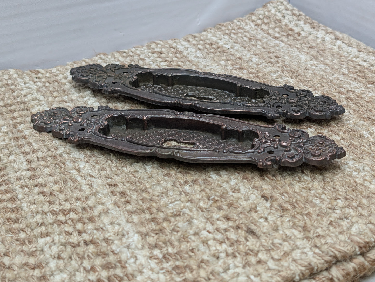 Pair of Antique Cast Iron Pocket Door Hardware Pull-484 RM