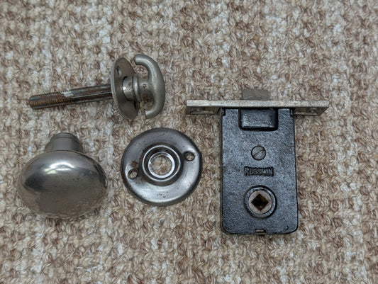 Antique Russwin #029 Mortise, Door Knob w/Thumb Turn and Rosette