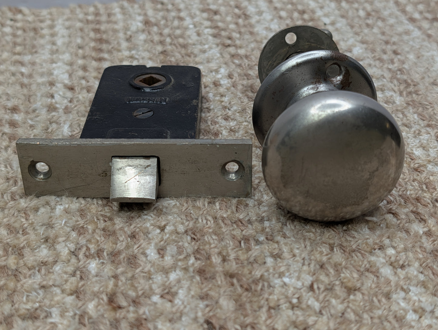 Antique Russwin #029 Mortise, Door Knob w/Thumb Turn and Rosette