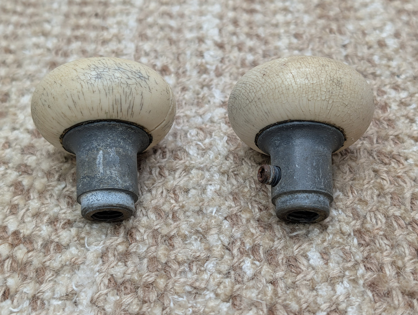 Antique Bakelite Door Knobs With 6 5/8" Brass Door Knob Plates - Circa 1930's