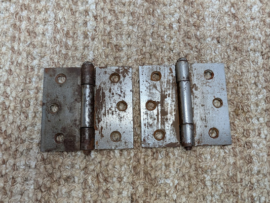 Pair 3" x 3" Antique Steel Butt Hinges Door Hardware
