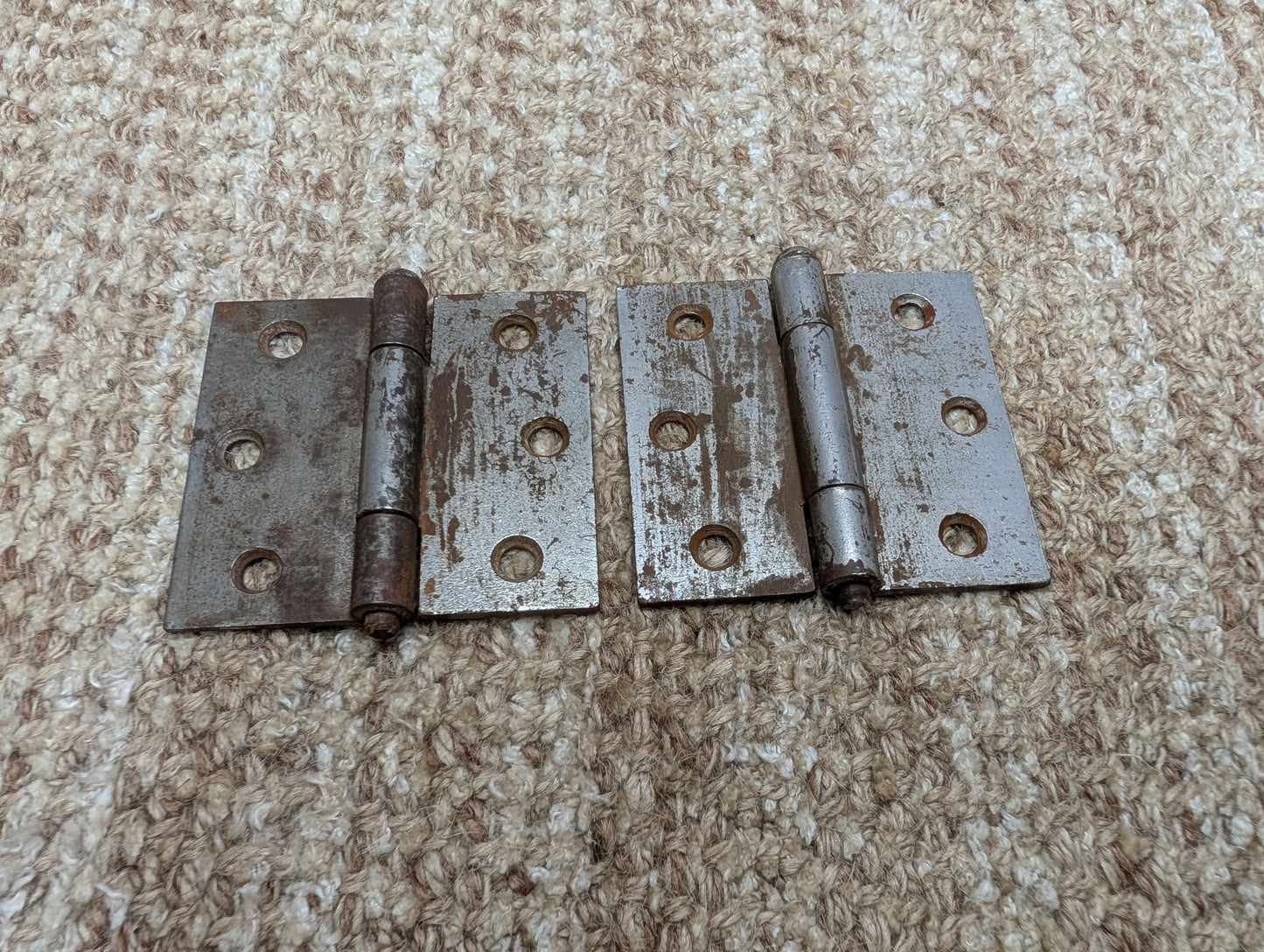 Pair 3" x 3" Antique Steel Butt Hinges Door Hardware