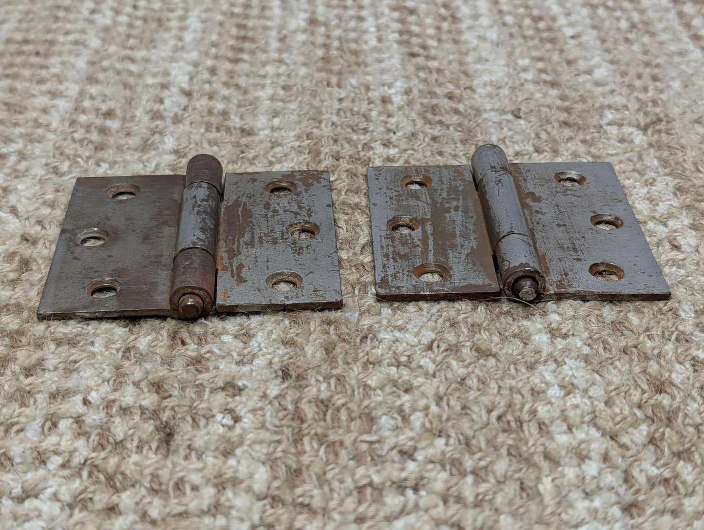 Pair 3" x 3" Antique Steel Butt Hinges Door Hardware