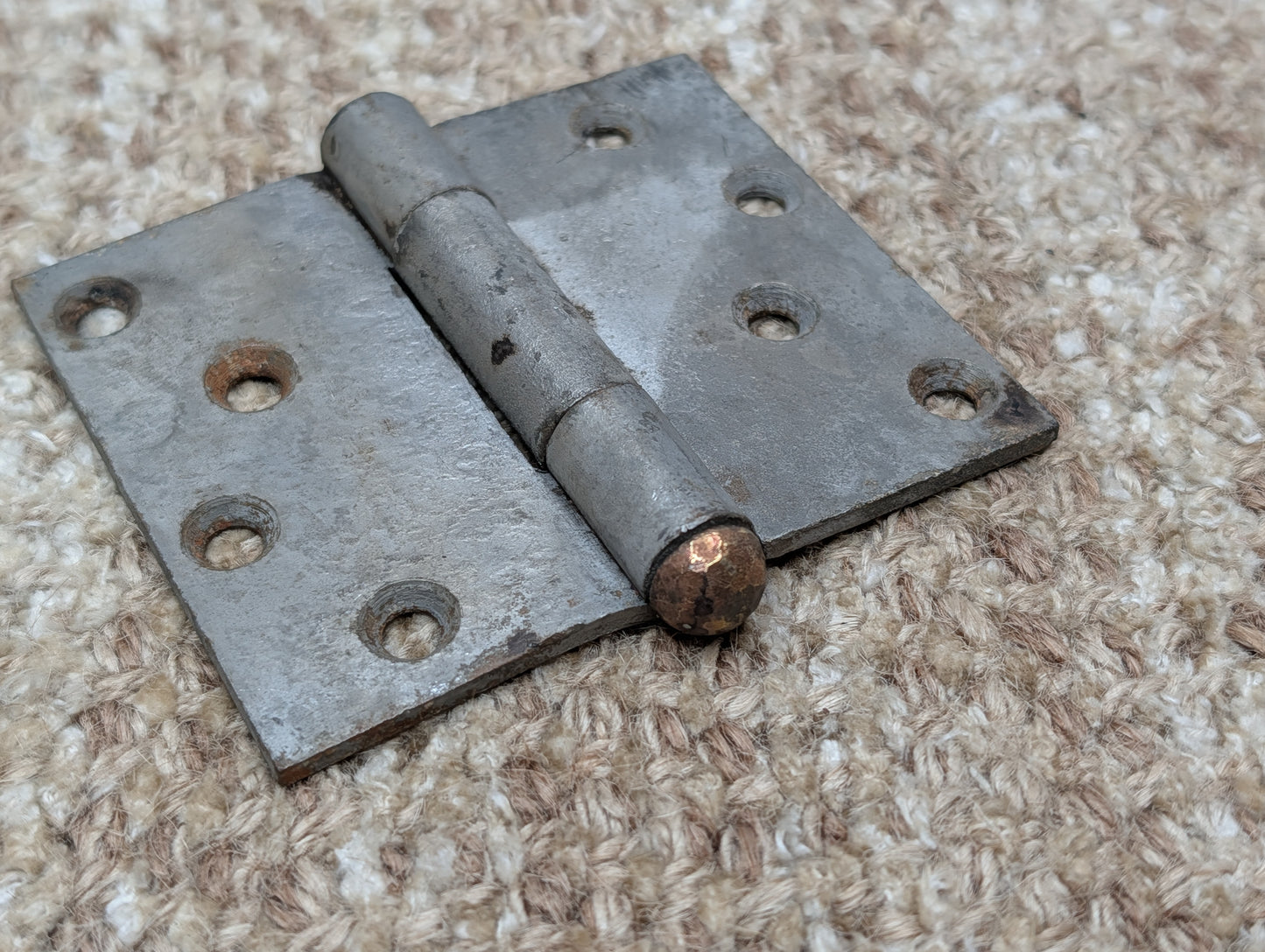 3 1/2" x 3" Antique Steel Butt Hinge With Brass/Bronze Pin Door Hardware