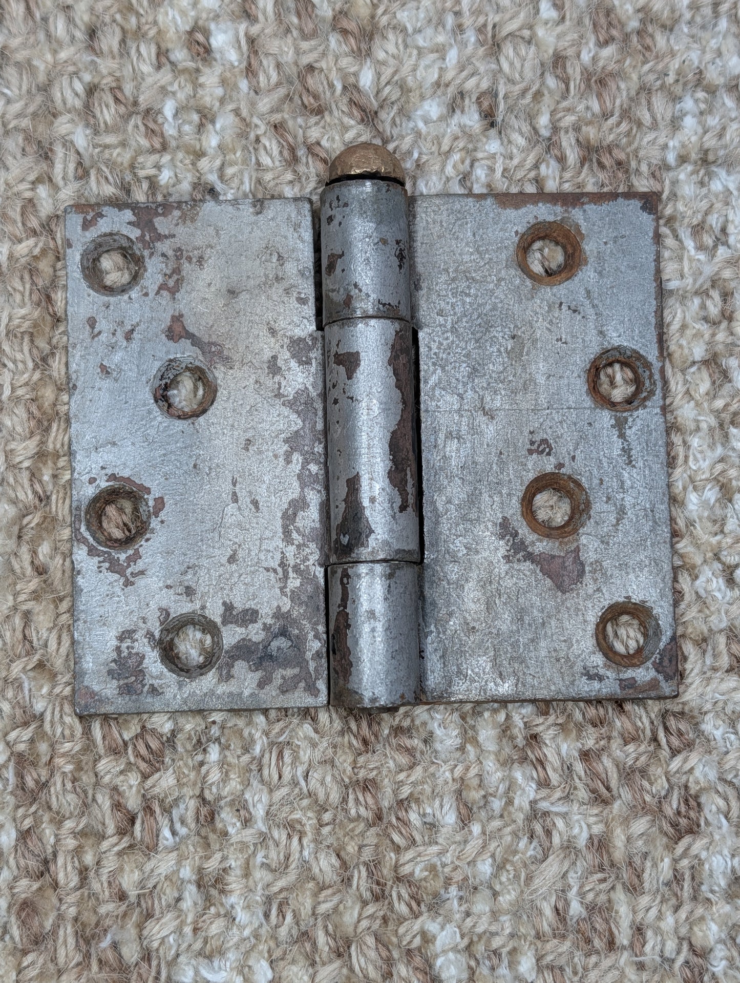 3 1/2" x 3" Antique Steel Butt Hinge With Brass/Bronze Pin Door Hardware
