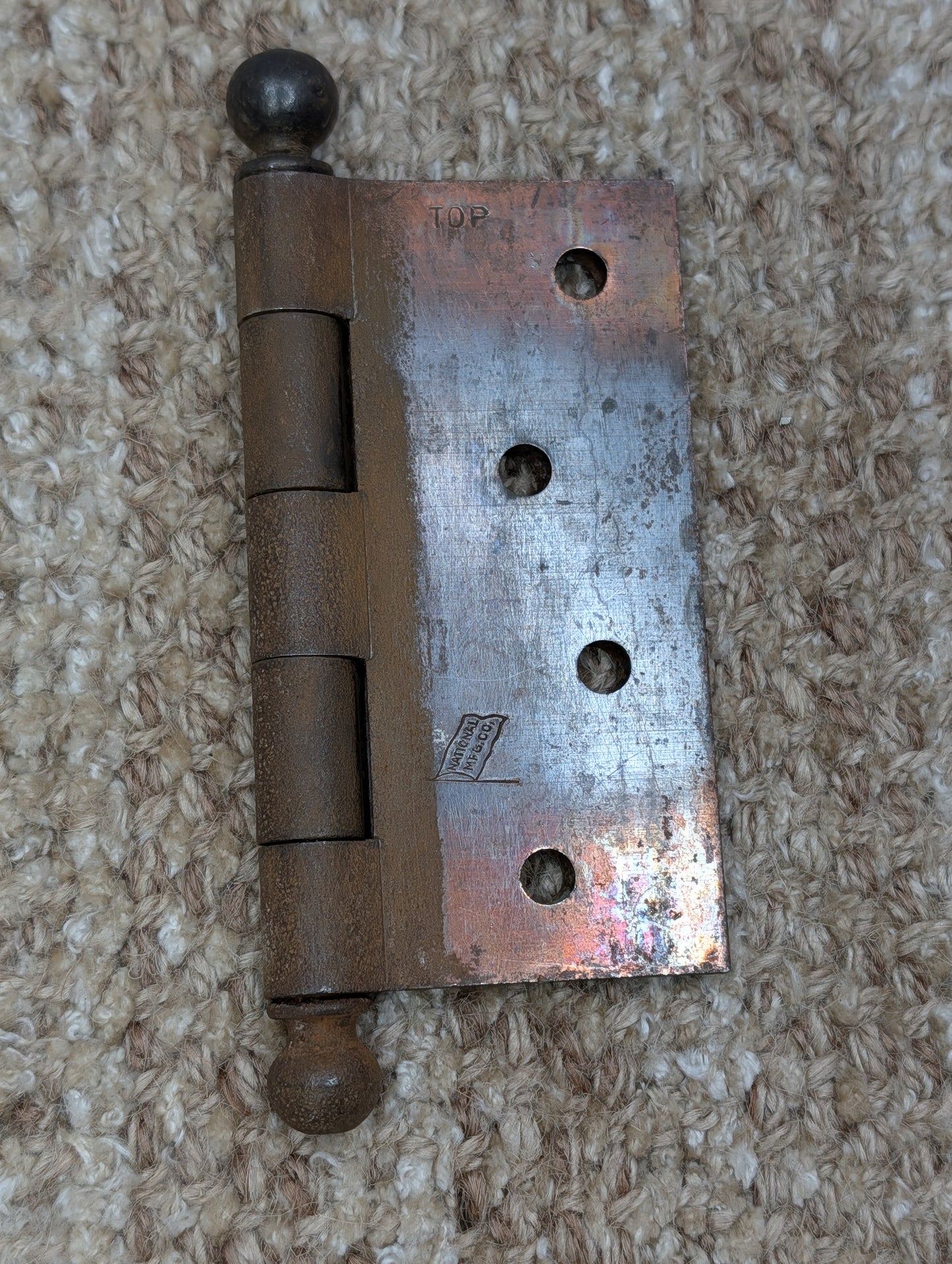 4" x 4" Antique National Steel Ball Tip Pin Hinge Door Hardware