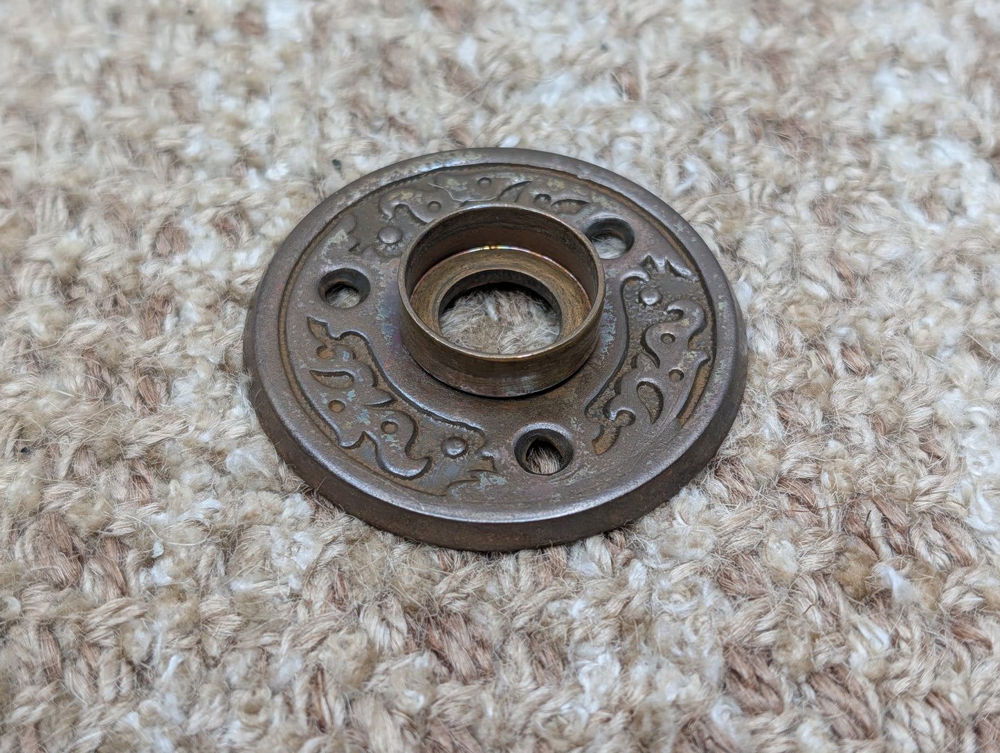 2" Antique Decorative Brass Plated Steel Rosette Escutcheon For Door Knob