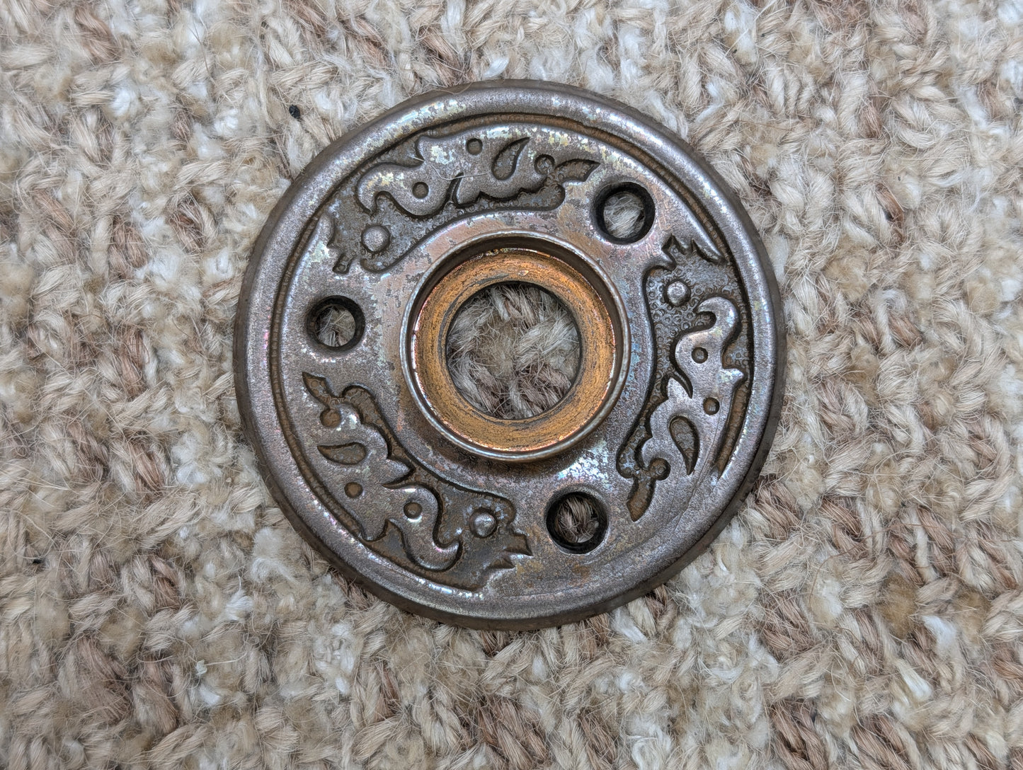 2" Antique Decorative Brass Plated Steel Rosette Escutcheon For Door Knob
