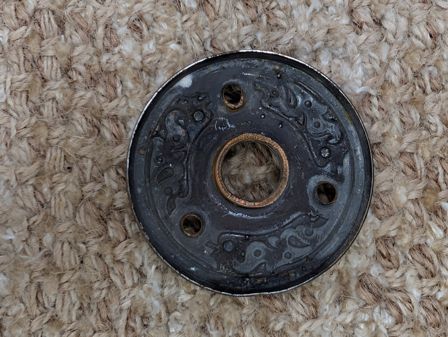 2" Antique Decorative Brass Plated Steel Rosette Escutcheon For Door Knob
