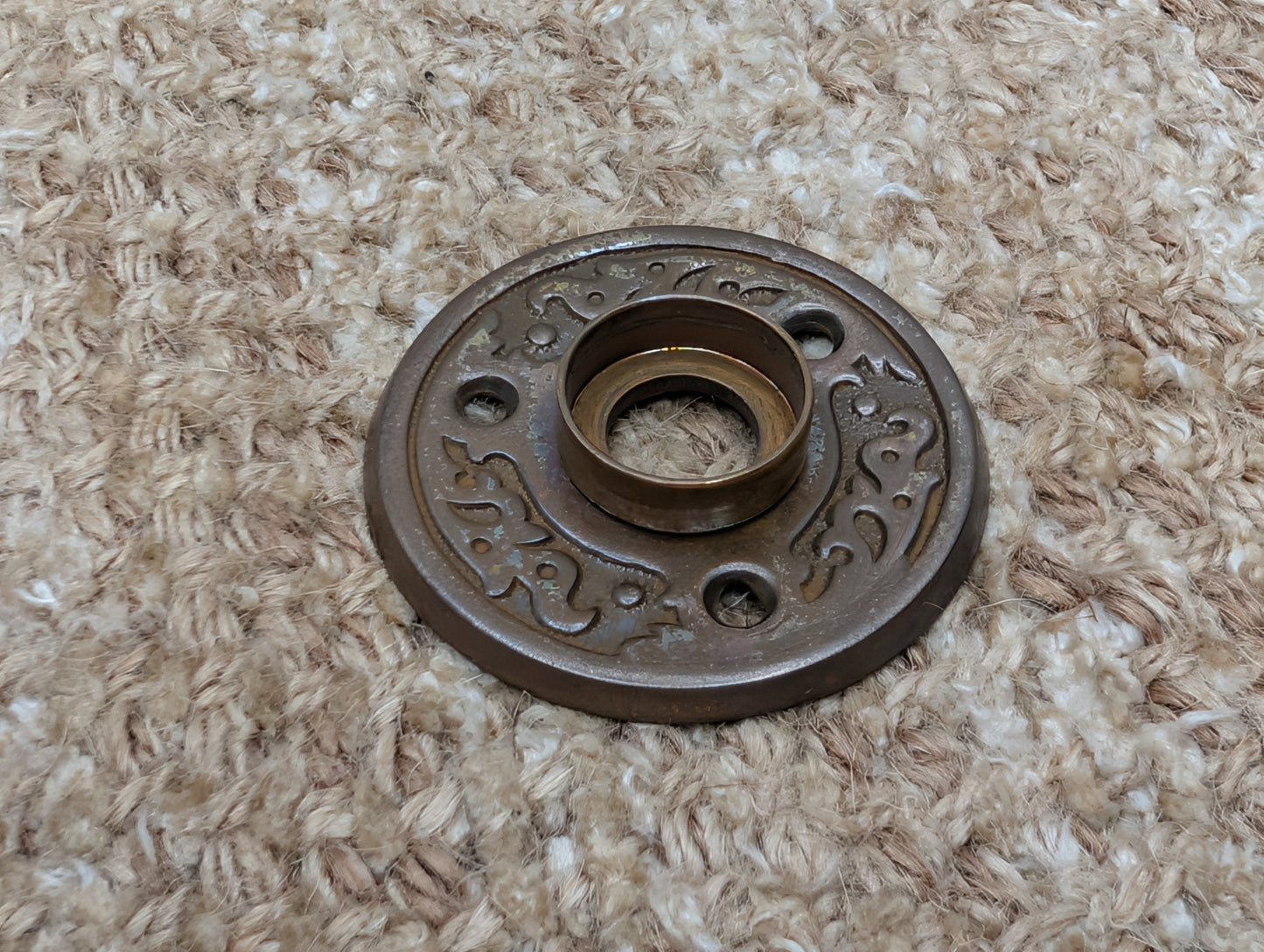 2" Antique Decorative Brass Plated Steel Rosette Escutcheon For Door Knob