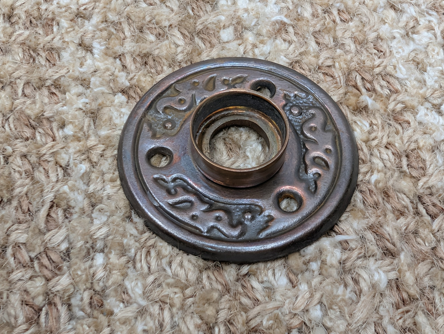 2" Antique Decorative Brass Plated Steel Rosette Escutcheon For Door Knob