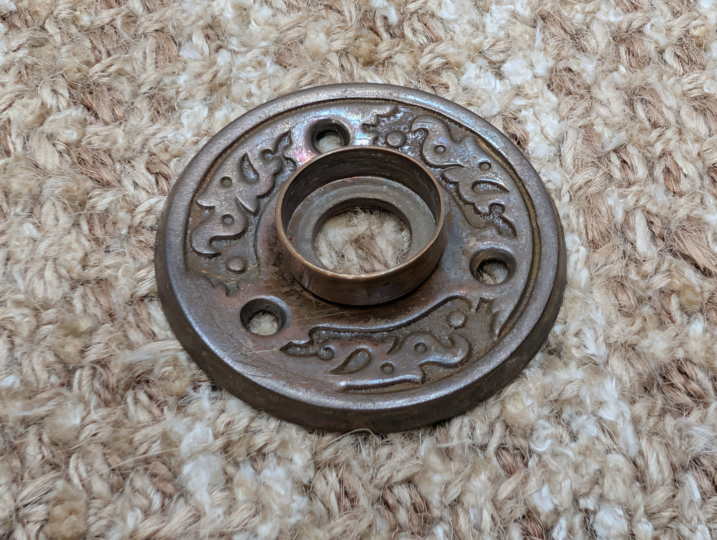 2" Antique Decorative Brass Plated Steel Rosette Escutcheon For Door Knob
