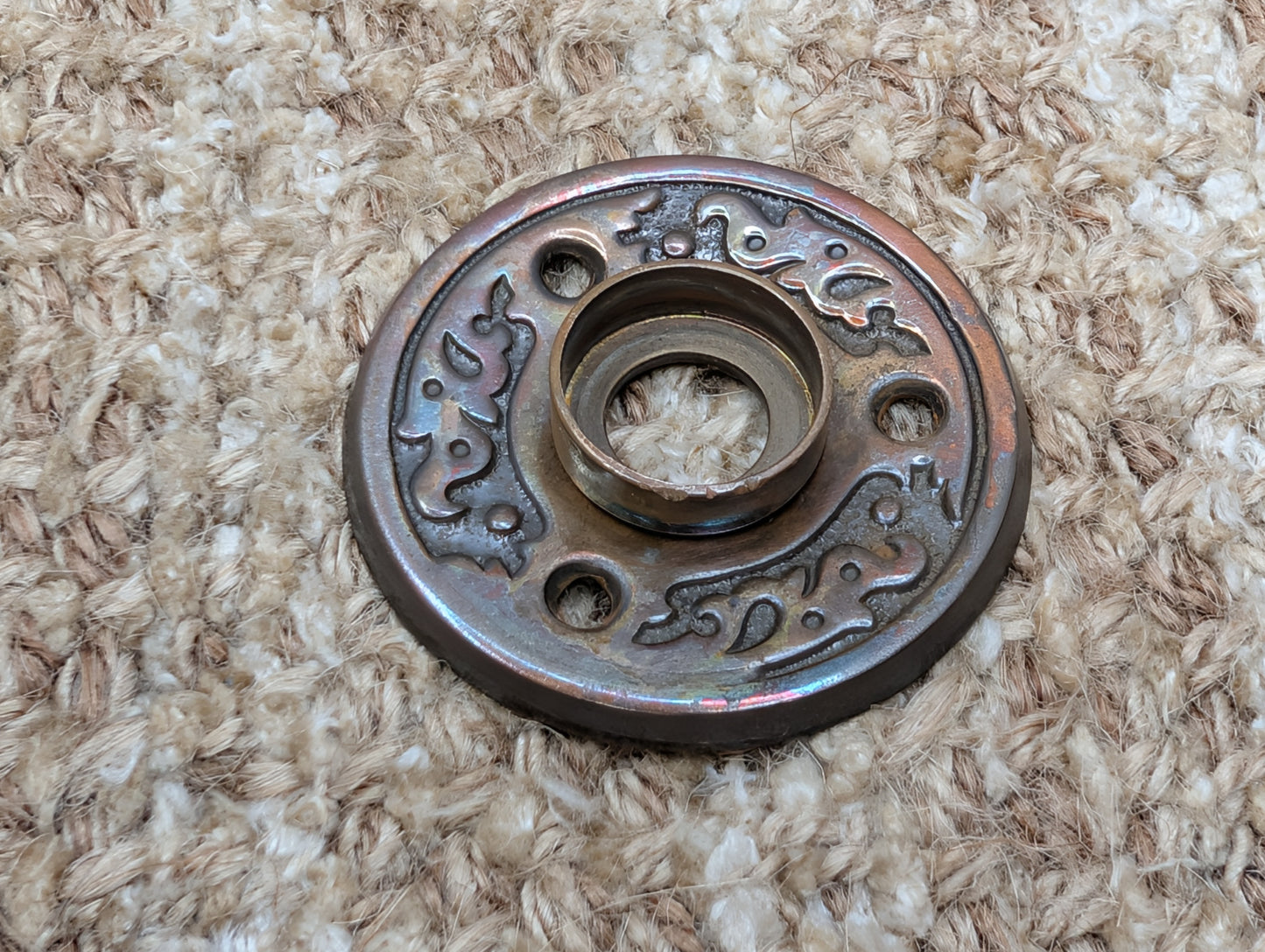 2" Antique Decorative Brass Plated Steel Rosette Escutcheon For Door Knob