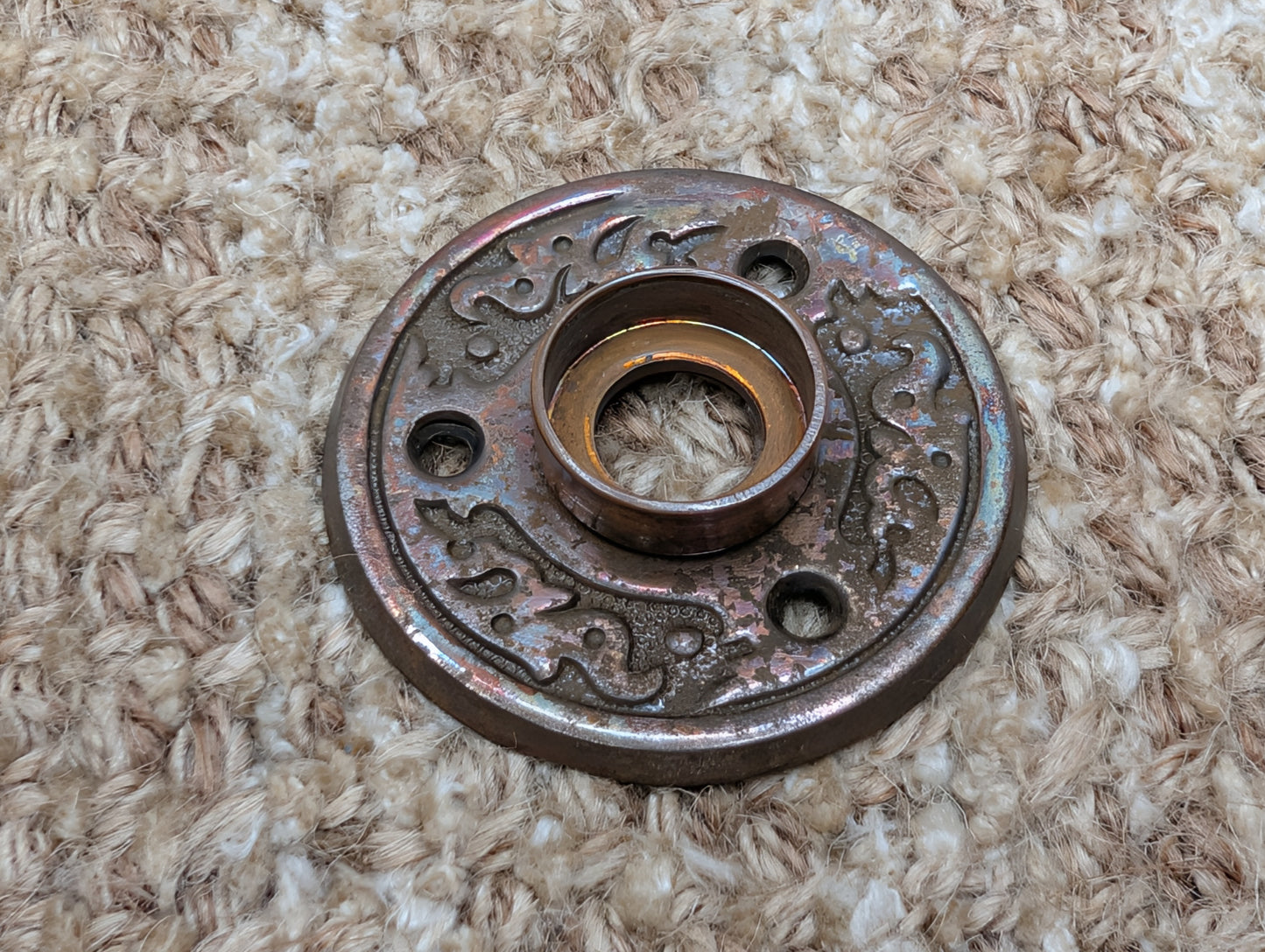 2" Antique Decorative Brass Plated Steel Rosette Escutcheon For Door Knob