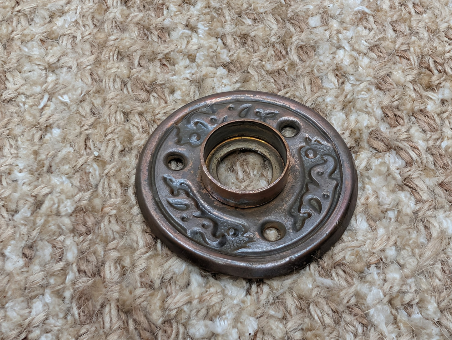 2" Antique Decorative Brass Plated Steel Rosette Escutcheon For Door Knob