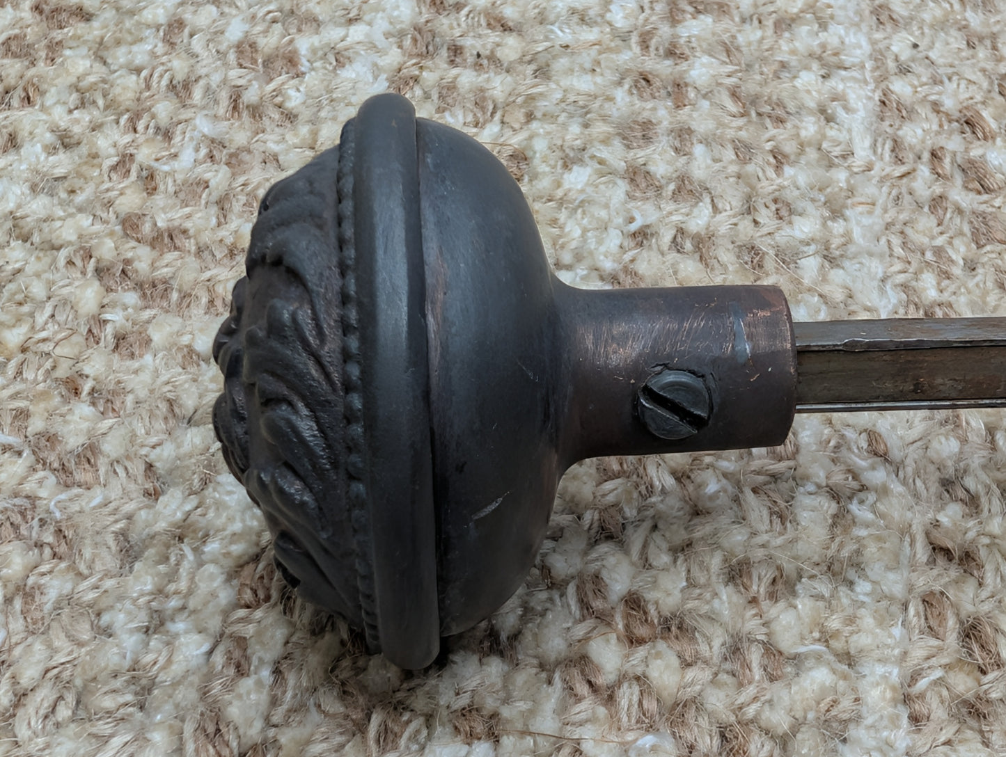 Antique Yale & Towne Monaco Cast Iron Door Knobs and Plates #509 Set Circa 1905