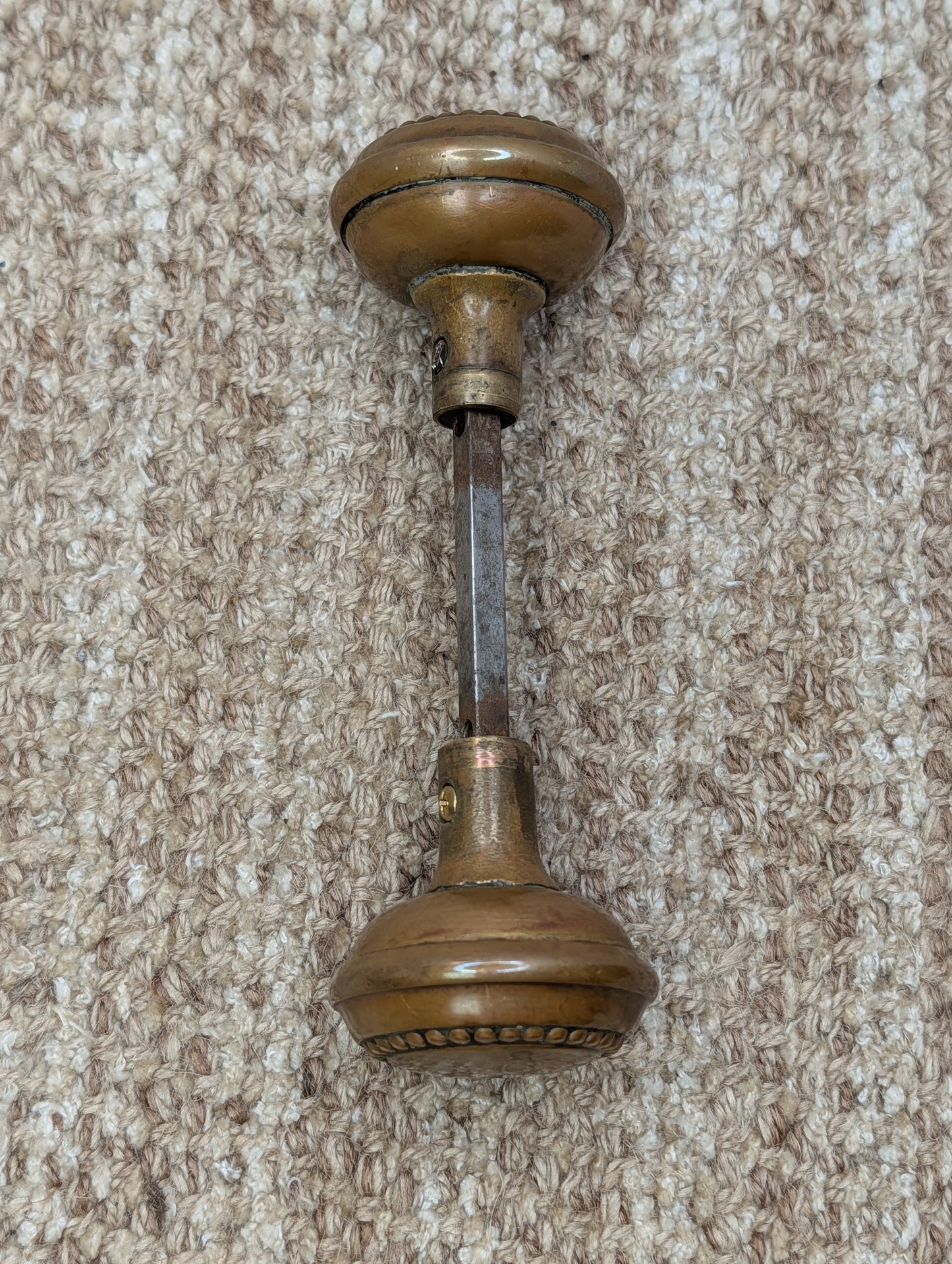 2 1/4" Antique Brass Concentric Beaded Door Knob Set Door Hardware