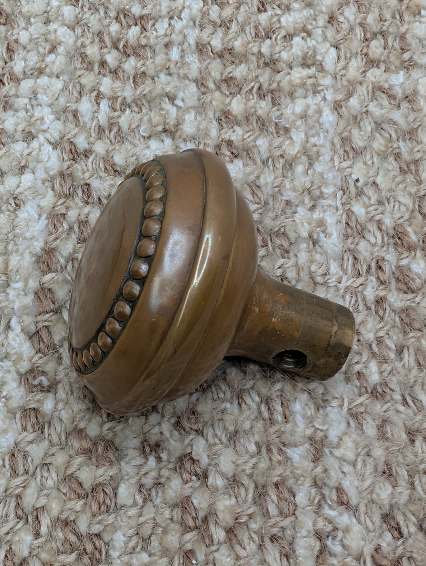 2 1/4" Antique Brass Concentric Beaded Door Knob Set Door Hardware
