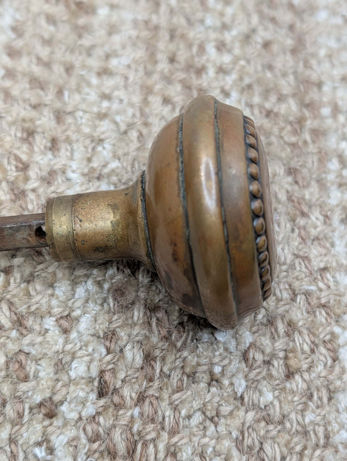 2 1/4" Antique Brass Concentric Beaded Door Knob Set Door Hardware