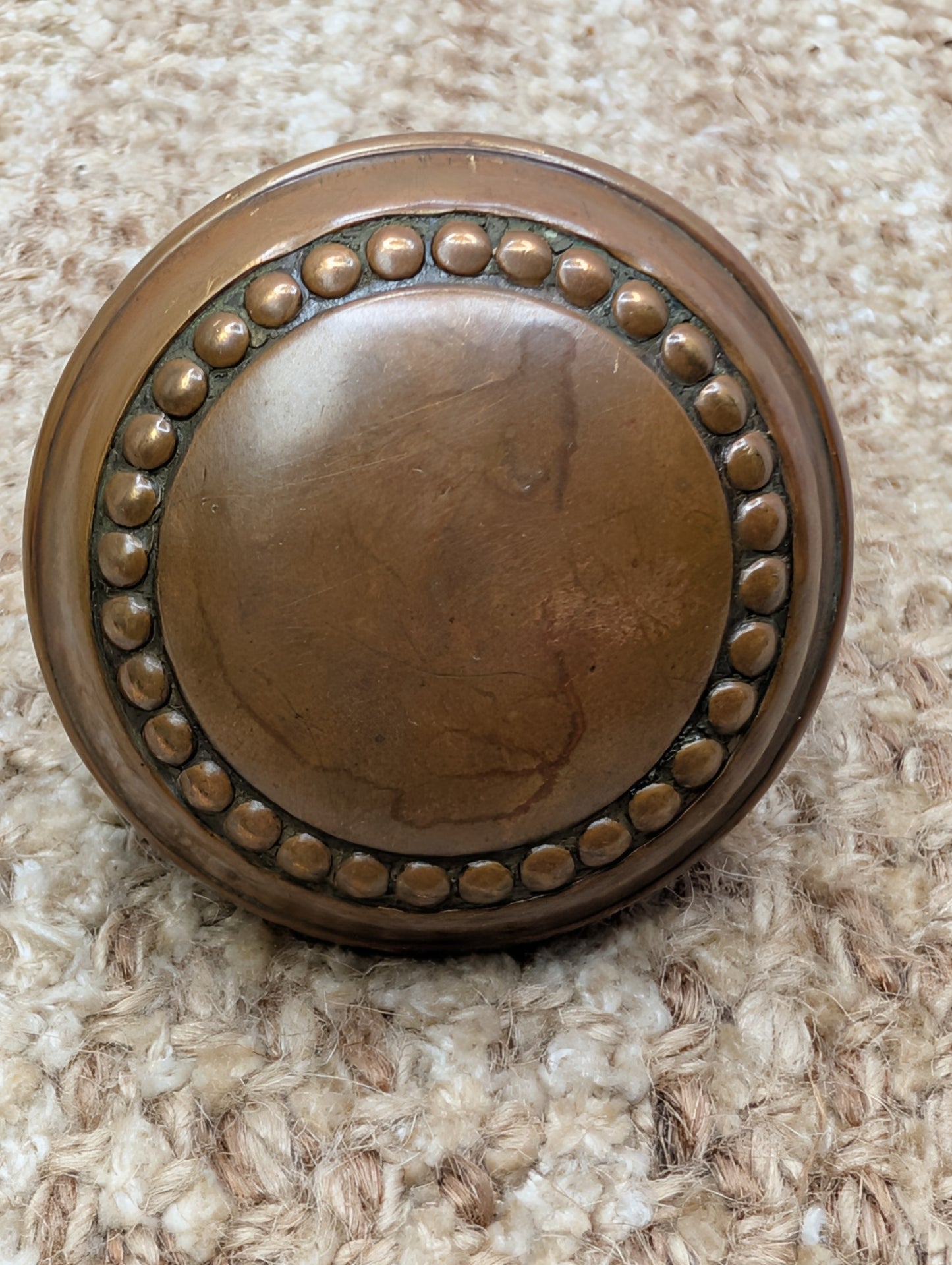 2 1/4" Antique Brass Concentric Beaded Door Knob Set Door Hardware
