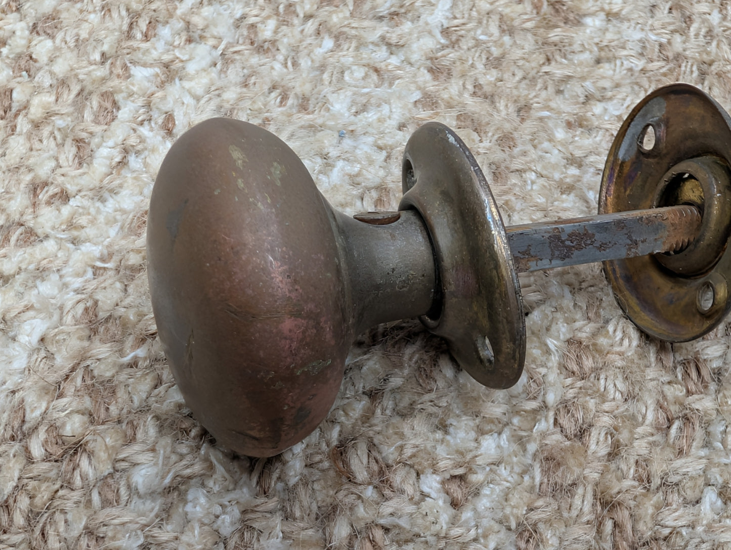 1 3/4" Antique Brass Door Knob With Brass Lever & Rosettes Door Hardware