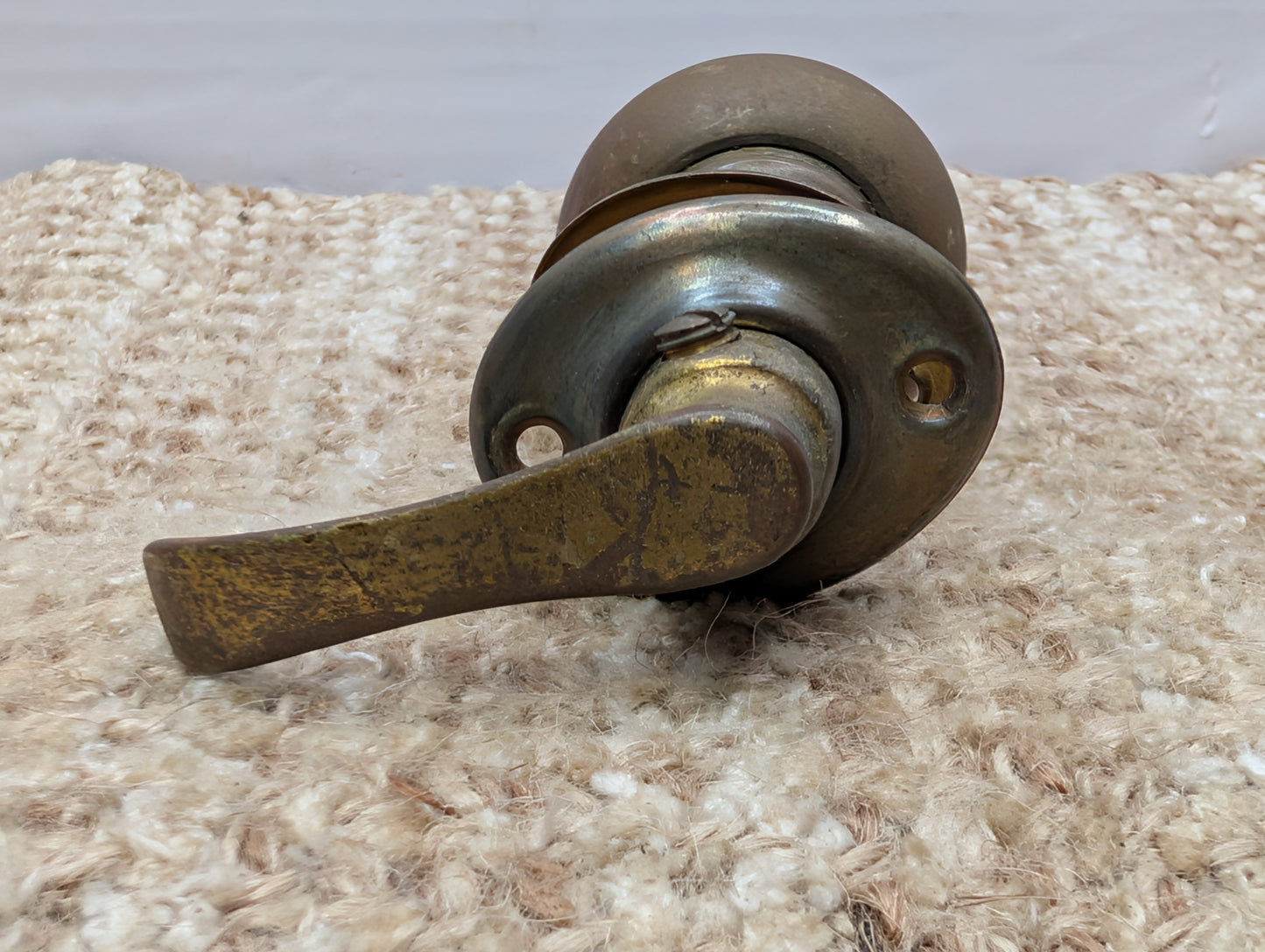 1 3/4" Antique Brass Door Knob With Brass Lever & Rosettes Door Hardware