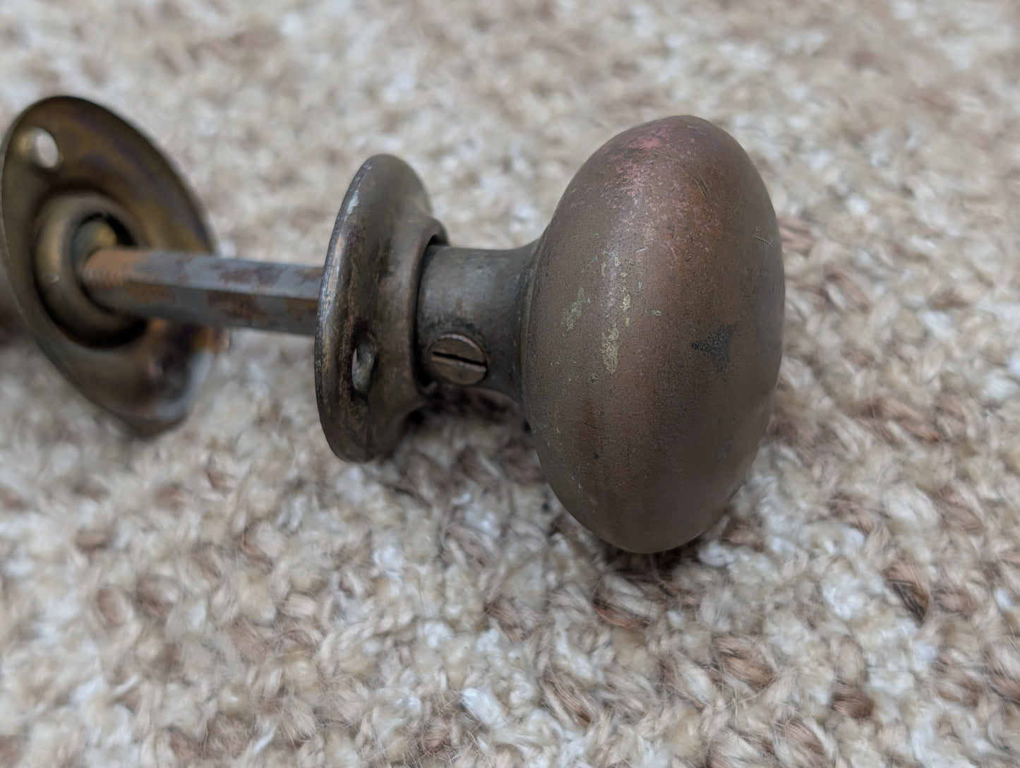 1 3/4" Antique Brass Door Knob With Brass Lever & Rosettes Door Hardware