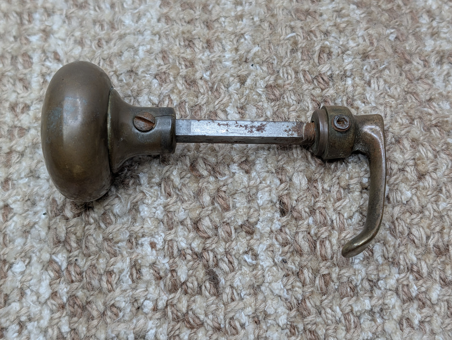 1 3/4" Antique Brass Door Knob With Brass Lever Door Hardware