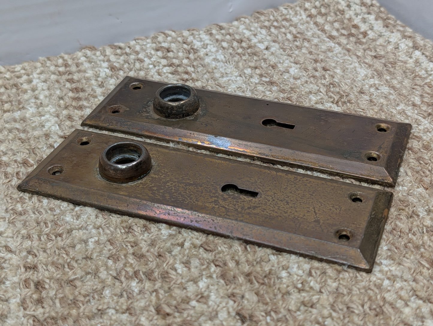 2 1/4" Antique Brass Plated Door Knobs & 2 1/4" x 7" Door Plates Hardware