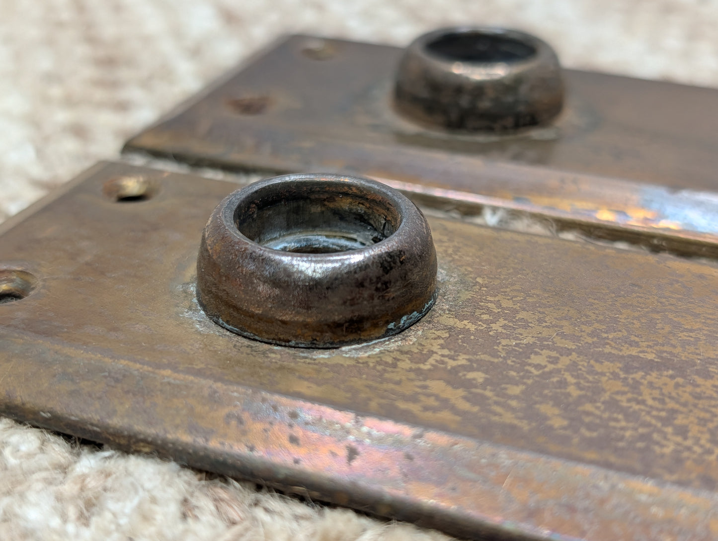 2 1/4" Antique Brass Plated Door Knobs & 2 1/4" x 7" Door Plates Hardware