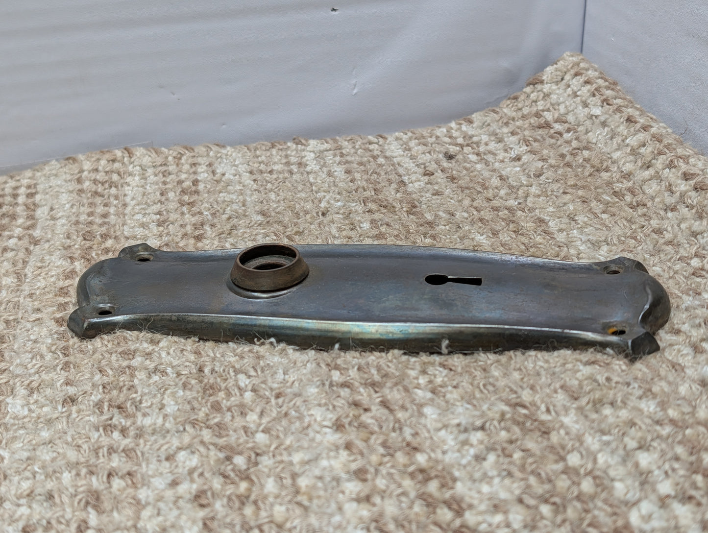 2 7/16" x 7 11/16" Antique Art Nouveau Stamped Steel Door Knob Plate