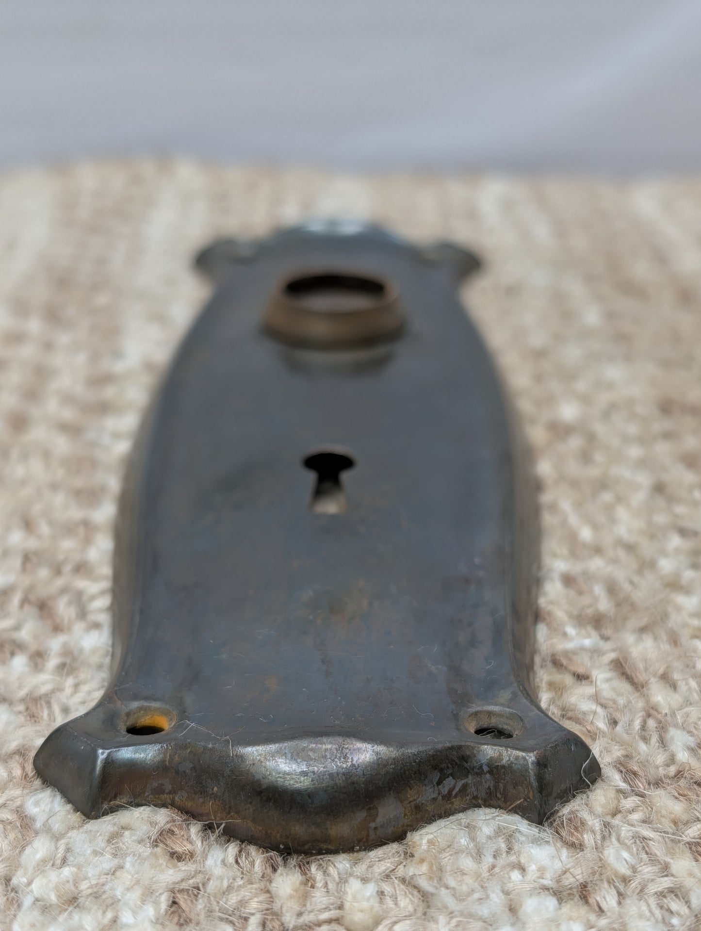 2 7/16" x 7 11/16" Antique Art Nouveau Stamped Steel Door Knob Plate