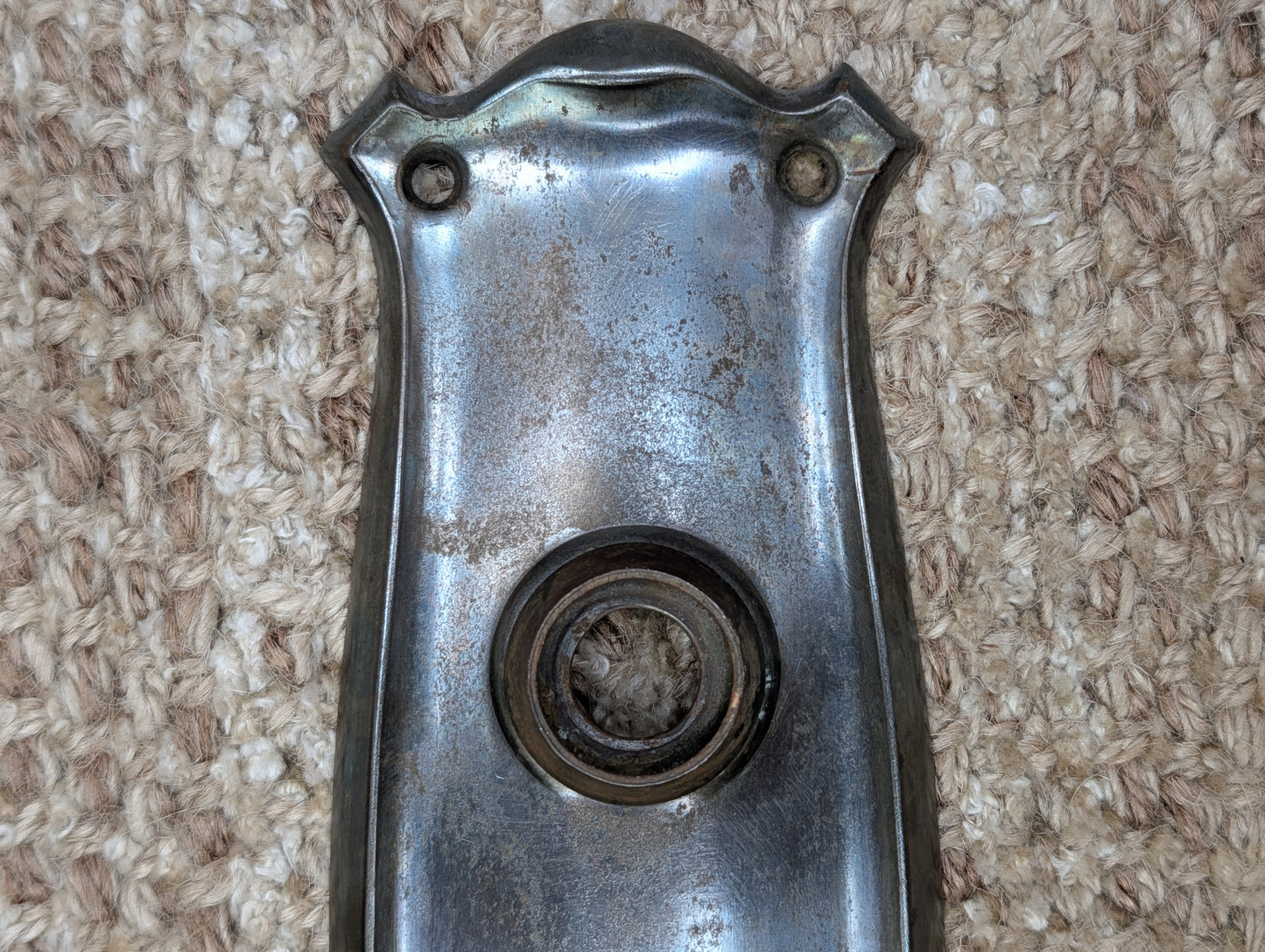 2 7/16" x 7 11/16" Antique Art Nouveau Stamped Steel Door Knob Plate