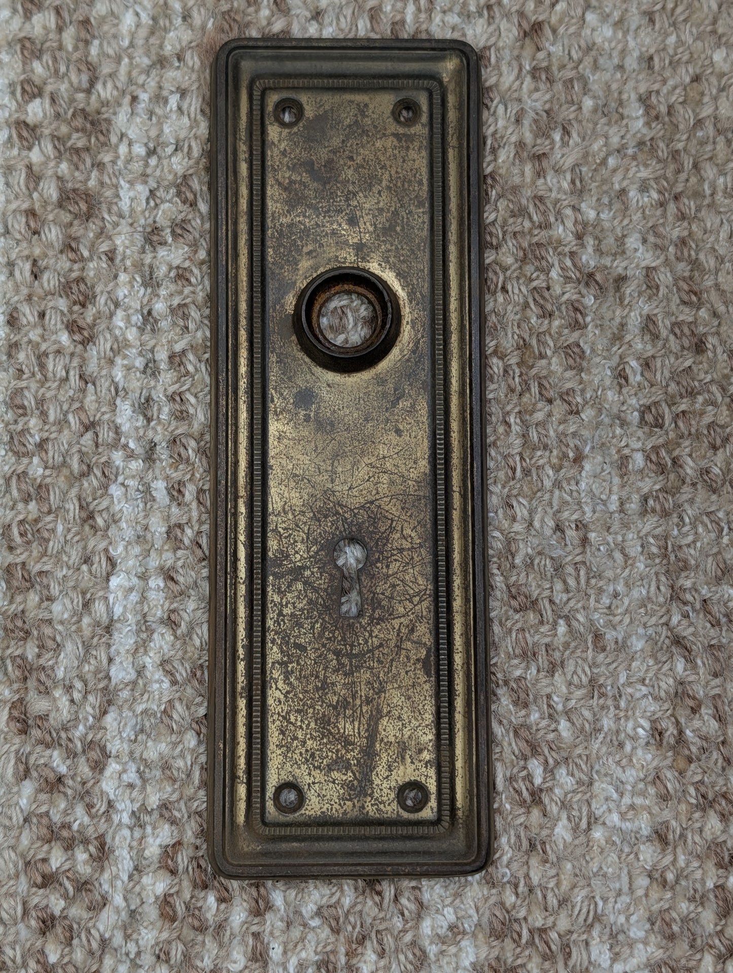 2 9/16" x 7 3/4" Antique Brass Plated Stamped Steel Door Knob Plate