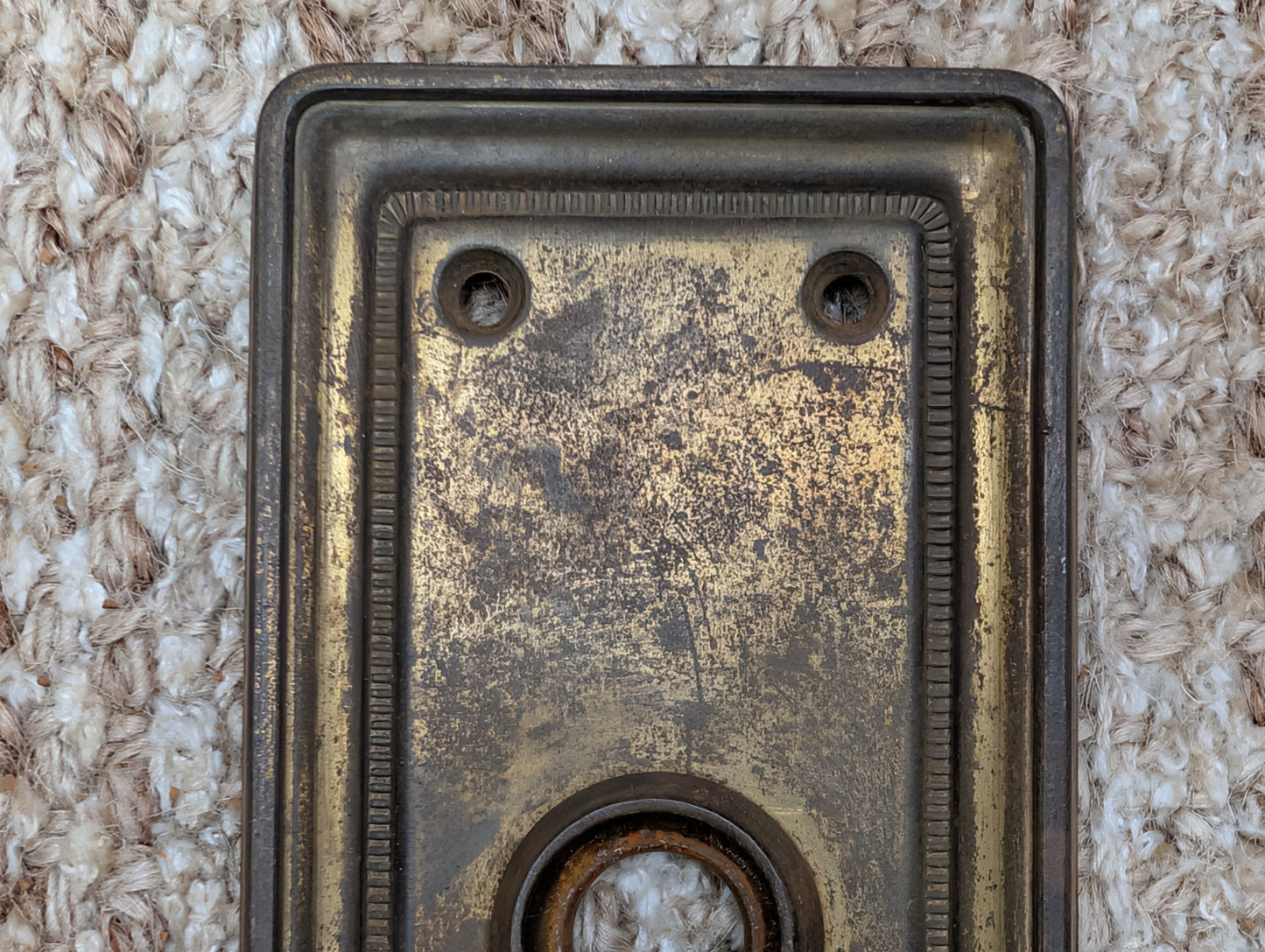 2 9/16" x 7 3/4" Antique Brass Plated Stamped Steel Door Knob Plate
