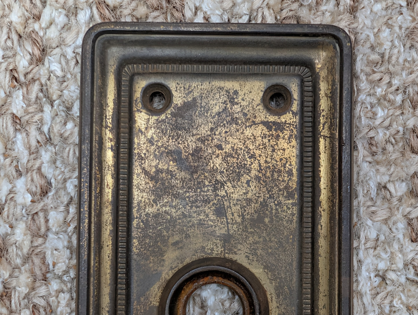 2 9/16" x 7 3/4" Antique Brass Plated Stamped Steel Door Knob Plate