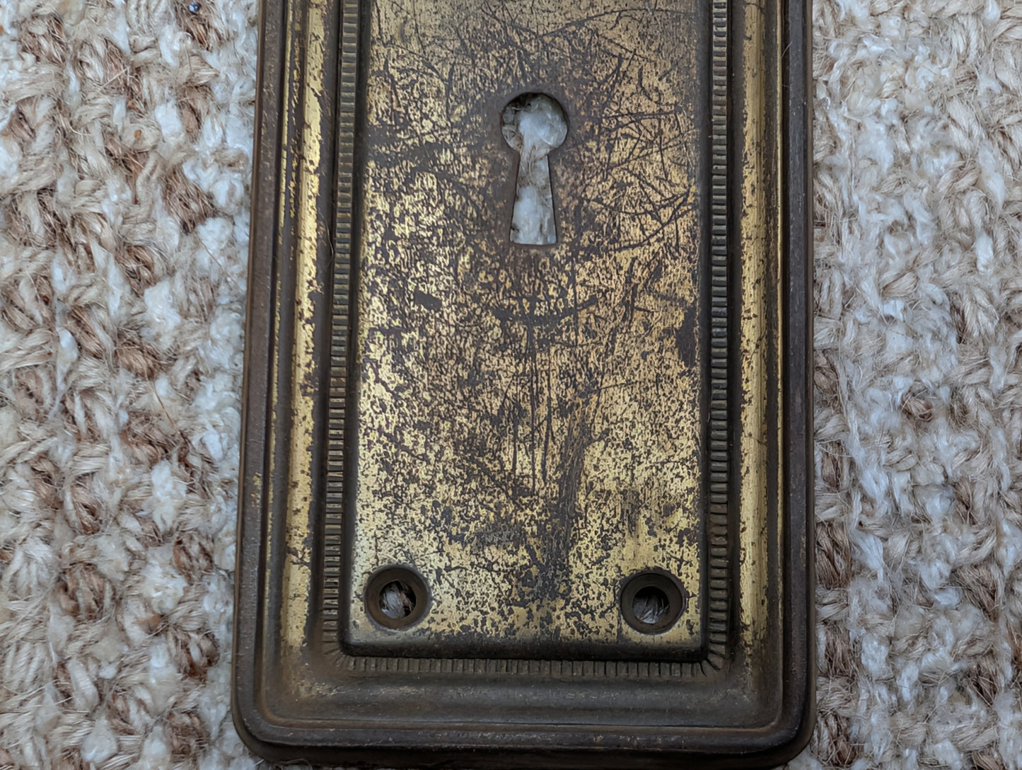 2 9/16" x 7 3/4" Antique Brass Plated Stamped Steel Door Knob Plate