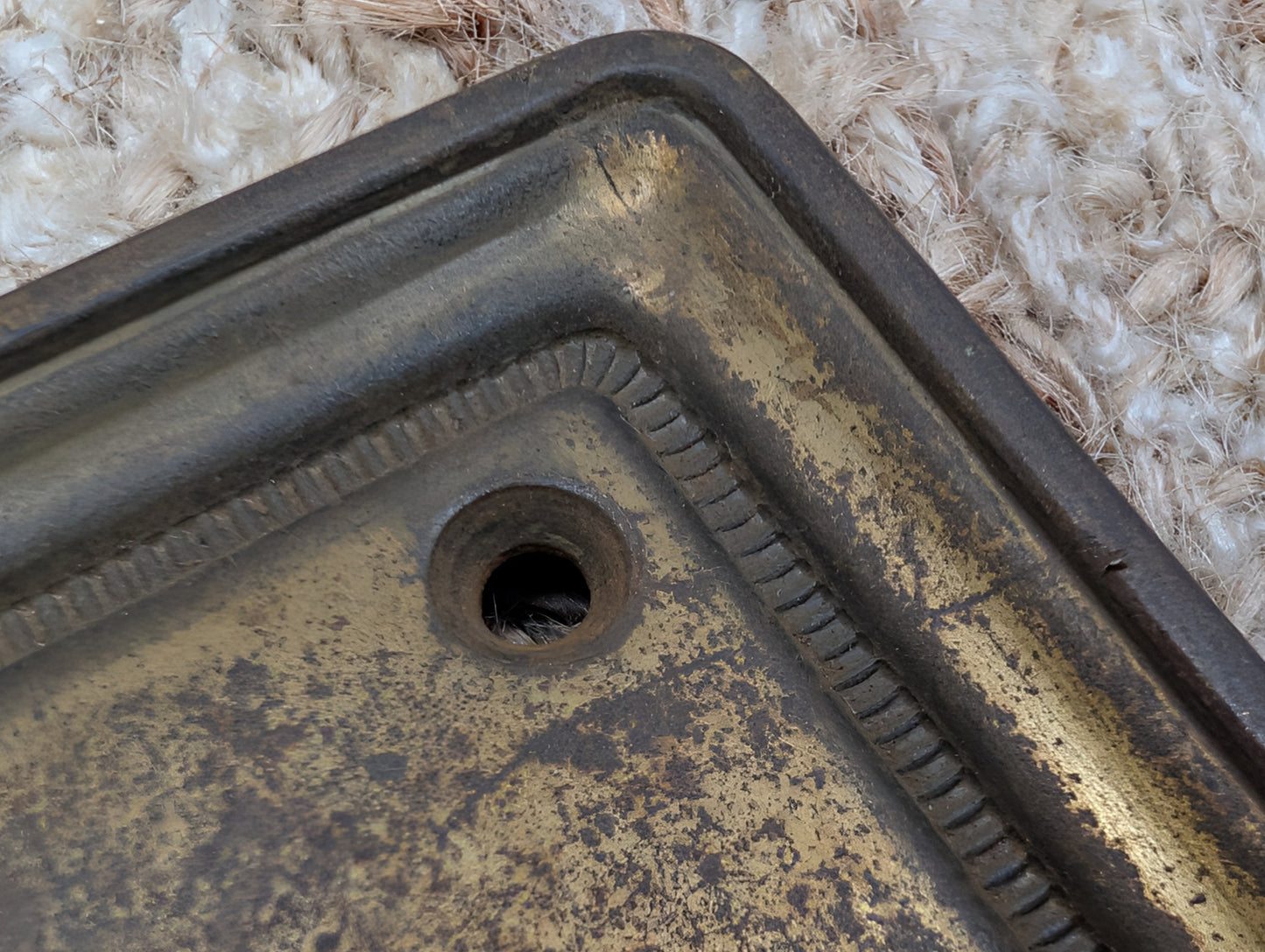 2 9/16" x 7 3/4" Antique Brass Plated Stamped Steel Door Knob Plate