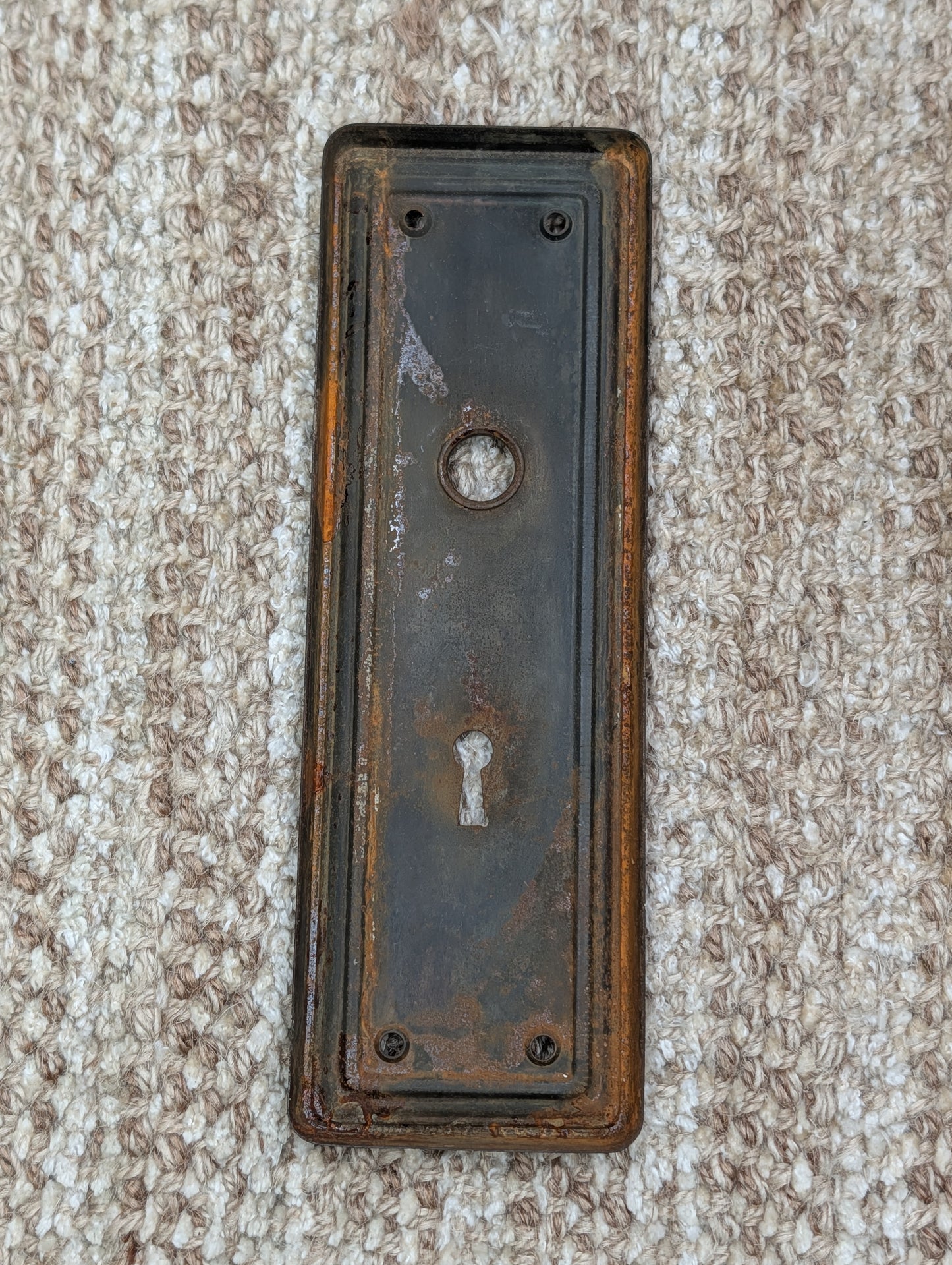 2 9/16" x 7 3/4" Antique Brass Plated Stamped Steel Door Knob Plate