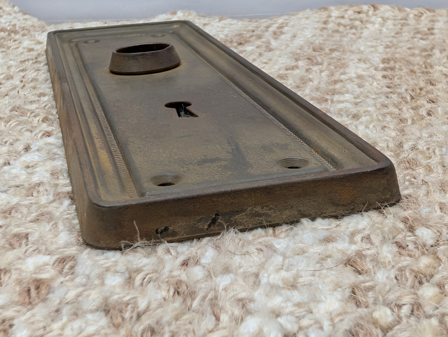 2 9/16" x 7 3/4" Antique Brass Plated Stamped Steel Door Knob Plate