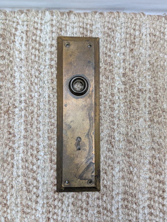 2 1/2" x 9" Antique Brass Plated Stamped Steel Door Knob Plate