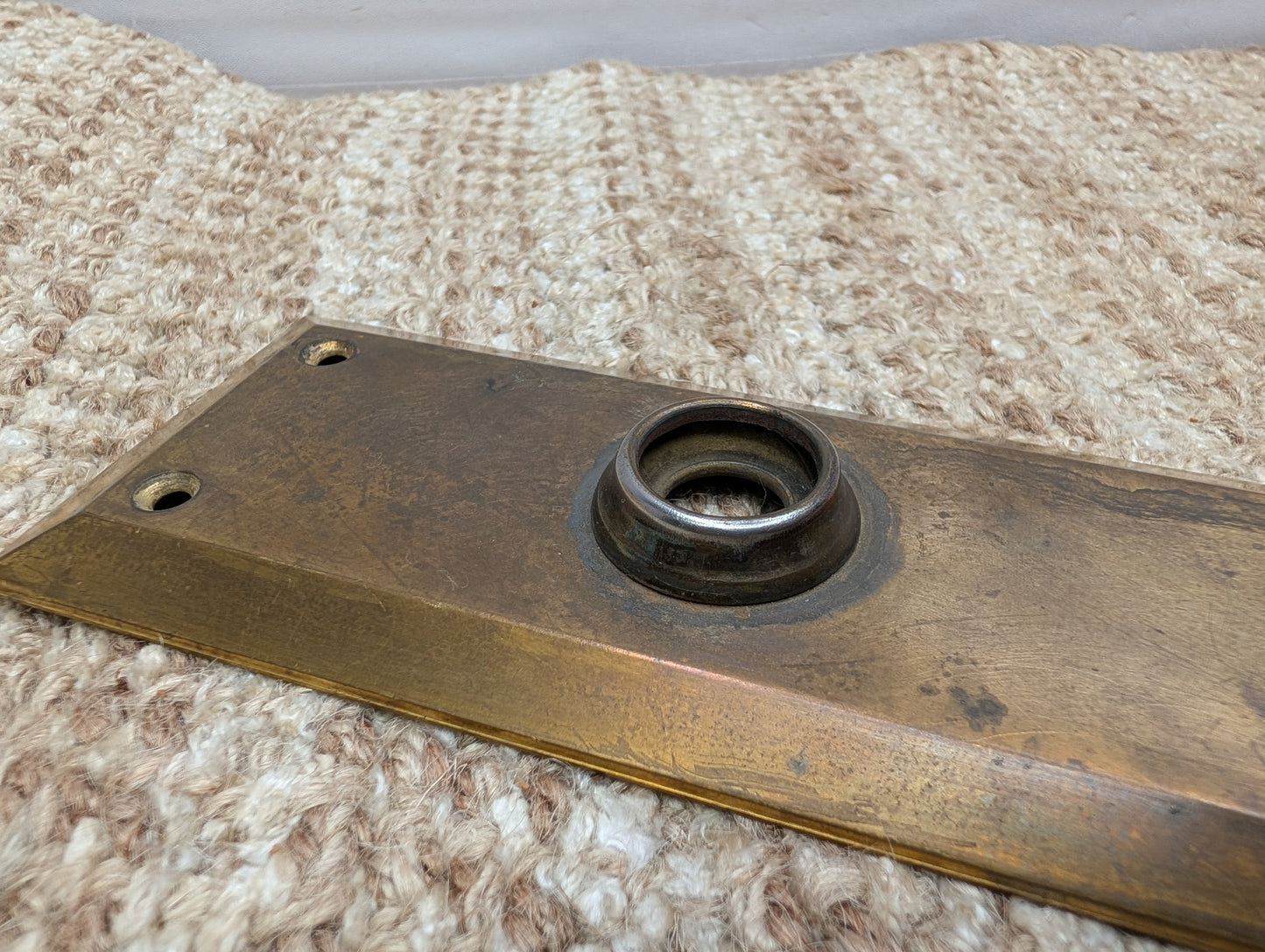 2 1/2" x 9" Antique Brass Plated Stamped Steel Door Knob Plate