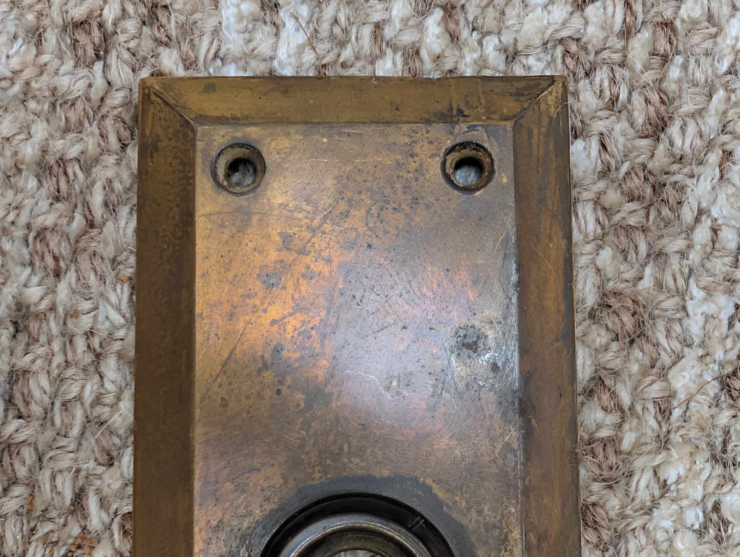 2 1/2" x 9" Antique Brass Plated Stamped Steel Door Knob Plate